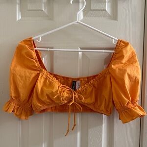 H&M Orange cropped milkmaid top